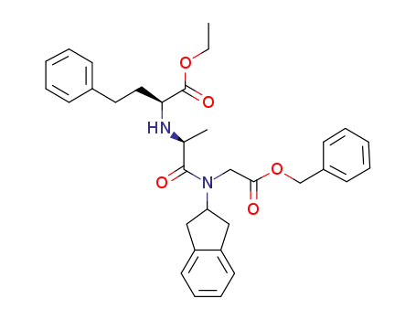 Molecular Structure of 119543-19-0 (N-[(2,3-Dihydro-1H-inden)-2-yl]-N-[N-[1-(ethoxycarbonyl)-3-phenylpropyl]-L-alanyl]glycine phenylmethyl ester)