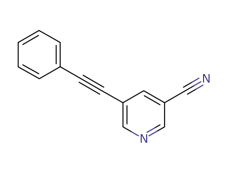 Molecular Structure of 845266-26-4 (5-(2-PHENYLETHYNYL)NICOTINONITRILE)
