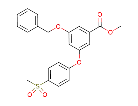 Molecular Structure of 871656-49-4 (BENZOIC ACID, 3-[4-(METHYLSULFONYL)PHENOXY]-5-(PHENYLMETHOXY)-, METHYL ESTER)