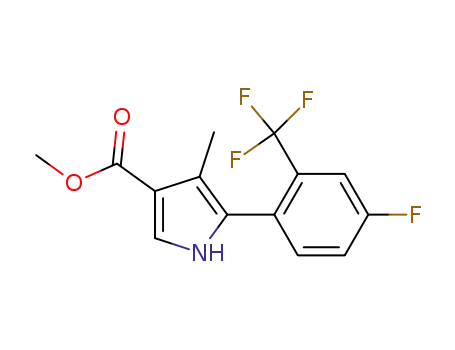 Molecular Structure of 1221166-91-1 (methyl 5-[4-fluoro-2-(trifluoromethyl)phenyl]-4-methyl-1H-pyrrole-3-carboxylate)