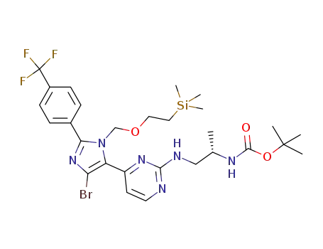 (S)-tert-butyl 1-(4-(4-bromo-2-(4-trifluoromethyl)phenyl-1-((2-(trimethylsilyl)ethoxy)methyl)-1H-imidazol-5-yl)pyrimidin-2-ylamino)propan-2-ylcarbamate