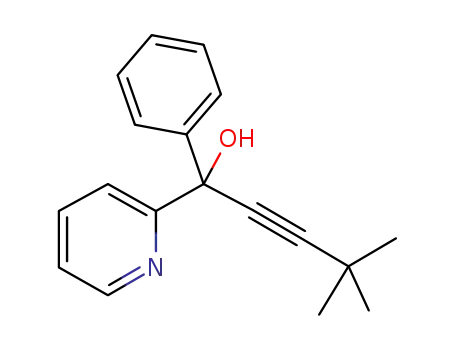 Molecular Structure of 1046337-99-8 (4,4-dimethyl-1-phenyl-1-(pyridin-2-yl)pent-2-yn-1-ol)