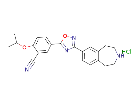 Molecular Structure of 1167415-61-3 (2-[(1-methylethyl)oxy]-5-[3-(2,3,4,5-tetrahydro-1H-3-benzazepin-7-yl)-1,2,4-oxadiazol-5-yl]benzonitrile hydrochloride)
