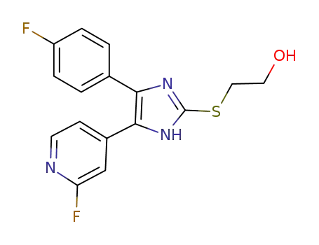 Molecular Structure of 1061602-00-3 (2-(4-(4-fluorophenyl)-5-(2-fluoropyridin-4-yl)-1H-imidazol-2-ylthio)ethanol)