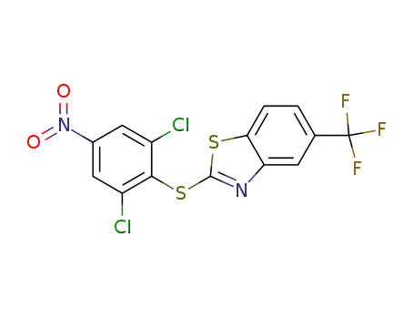 Molecular Structure of 315228-88-7 (2-(2,6-dichloro-4-nitro-phenylsulfanyl)-5-trifluoromethyl-benzothiazole)