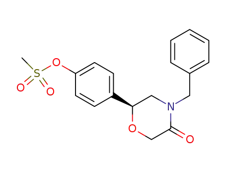 Molecular Structure of 879205-94-4 (3-Morpholinone, 6-[4-[(methylsulfonyl)oxy]phenyl]-4-(phenylmethyl)-,
(6S)-)