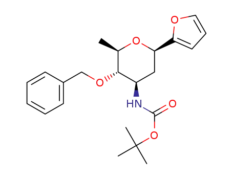 Molecular Structure of 1330578-74-9 (tert-butyl (2R,4R,5S,6R)-5-benzyloxy-2-(furan-2-yl)-6-methyltetrahydro-2H-pyran-4-ylcarbamate)