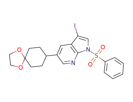 3-iodo-1-(phenylsulfonyl)-5-(1,4-dioxaspiro[4.5]decan-8-yl)-1H-pyrrolo[2,3-b]pyridine