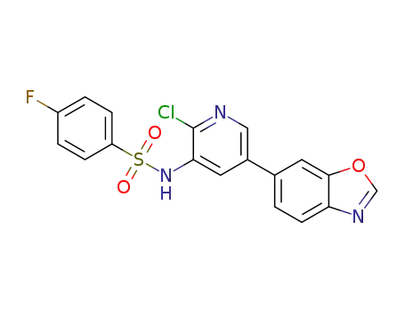 Molecular Structure of 1112982-47-4 (N-(5-(benzo[d]oxazol-6-yl)-2-chloropyridin-3-yl)-4-fluorobenzenesulfonamide)