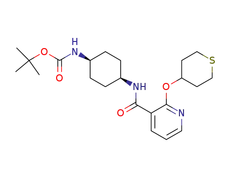 Molecular Structure of 834869-01-1 (Carbamic acid,
[cis-4-[[[2-[(tetrahydro-2H-thiopyran-4-yl)oxy]-3-pyridinyl]carbonyl]amino]
cyclohexyl]-, 1,1-dimethylethyl ester)