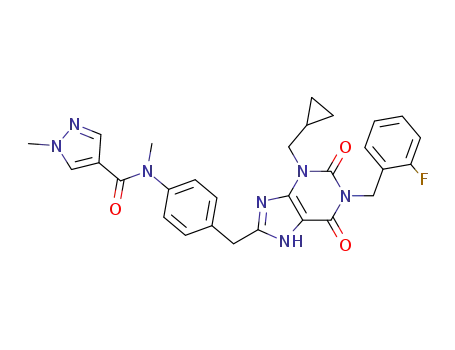 1-methyl-1H-pyrazole-4-carboxylic acid {4-[3-cyclopropylmethyl-1-(2-fluorobenzyl)-2,6-dioxo-2,3,6,7-tetrahydro-1H-purin-8-ylmethyl]-phenyl}-methyl-amide