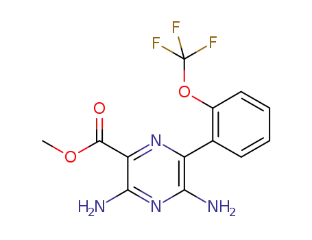 Molecular Structure of 1076245-78-7 (methyl 3,5-diamino-6-[2-(trifluoromethoxy)phenyl]pyrazine-2-carboxylate)