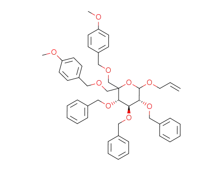 Molecular Structure of 1210344-28-7 ((3S,4S,5R)-6-(allyloxy)-3,4,5-tris(benzyloxy)-2,2-bis(((4-methoxybenzyl)oxy)methyl)tetrahydro-2H-pyran)