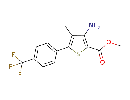 Molecular Structure of 1246226-56-1 (methyl 3-amino-4-methyl-5-(4-trifluoromethylphenyl)-thiophene-2-carboxylate)