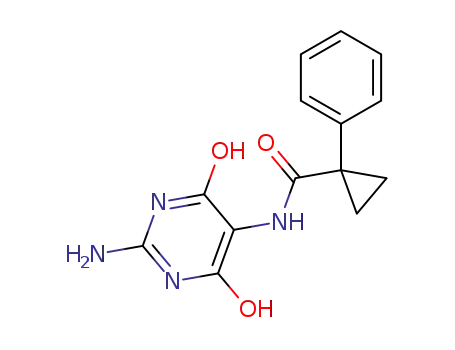 Molecular Structure of 1245317-58-1 (2-amino-4,6-dihydroxy-5-(1-phenylcyclopropanecarboxamido)pyrimidine)
