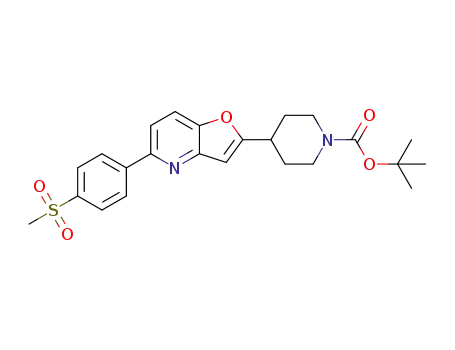 Molecular Structure of 1382136-46-0 (4-[5-(4-methanesulfonyl-phenyl)-furo[3,2-b]pyridin-2-yl]-piperidine-1-carboxylic acid tert-butyl ester)