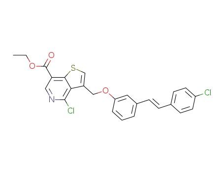 Molecular Structure of 929290-27-7 (Thieno[3,2-c]pyridine-7-carboxylic acid,
4-chloro-3-[[3-[(1E)-2-(4-chlorophenyl)ethenyl]phenoxy]methyl]-, ethyl
ester)