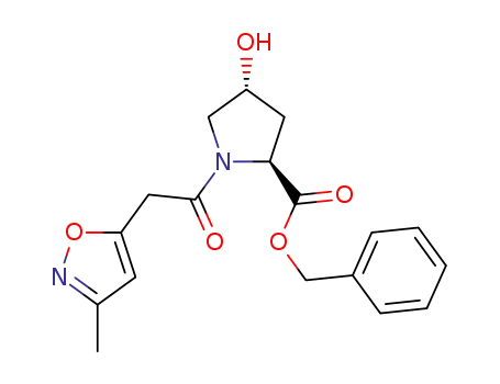 Molecular Structure of 1448189-55-6 ((2S,4R)-benzyl 4-hydroxy-1-(2-(3-methylisoxazol-5-yl)acetyl)pyrrolidine-2-carboxylate)