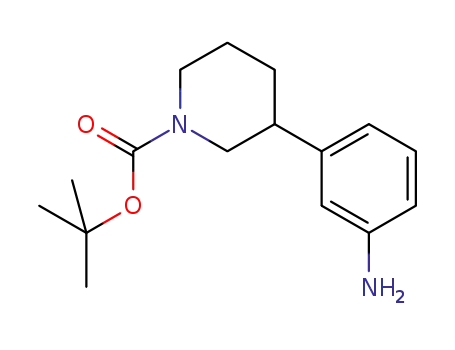 Molecular Structure of 883901-97-1 (1-Piperidinecarboxylic acid, 3-(3-aminophenyl)-, 1,1-dimethylethyl ester)