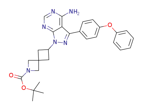 Molecular Structure of 1448850-34-7 (tert-butyl 6-(4-amino-3-(4-phenoxyphenyl)-1H-pyrazolo[3,4-d]pyrimidin-1-yl)-2-azaspiro[3.3]heptane-2-carboxylate)