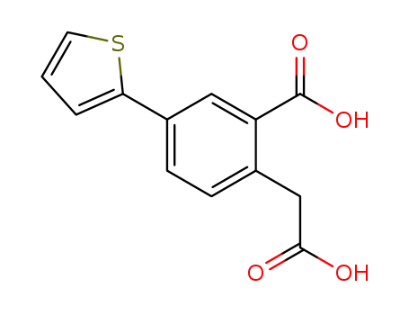 Molecular Structure of 1354742-82-7 (2-(carboxymethyl)-5-(thiophen-2-yl)benzoic acid)
