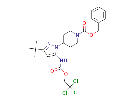 4-[3-tert-butyl-5-(2,2,2-trichloro-ethoxycarbonylamino)-pyrazol-1-yl]-piperidine-1-carboxylic acid benzyl ester