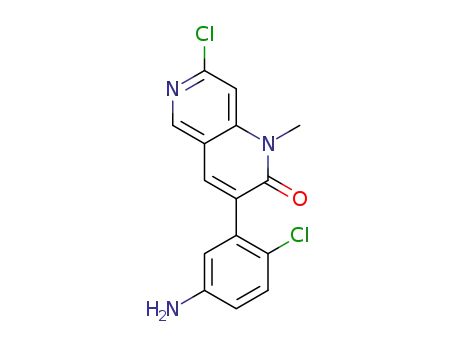 Molecular Structure of 1012879-38-7 (3-(5-amino-2-chlorophenyl)-7-chloro-1-methyl-1,6-naphthyridin-2(1H)-one)