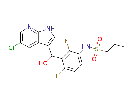 Molecular Structure of 1021854-28-3 (N-(3-((5-chloro-1H-pyrrolo[2,3-b]pyridin-3-yl)(hydroxy)Methyl)-2,4-difluorophenyl)propane-1-sulfonaMide)
