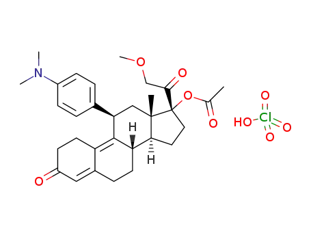 Molecular Structure of 1040179-90-5 (17α-acetoxy-11β-[4-(N,N-dimethylamino)phenyl]-21-methoxy-19-norpregna-4,9(10)-diene-3,20-dione perchlorate)