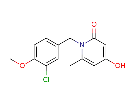 Molecular Structure of 883507-92-4 (1-(3-chloro-4-methoxybenzyl)-4-hydroxy-6-methylpyridin-2(1H)-one)