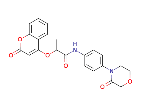 Molecular Structure of 1412905-15-7 (2-(2-oxo-2H-chromen-4-yloxy)-N-(4-(3-oxomorpholino)phenyl)propanamide)
