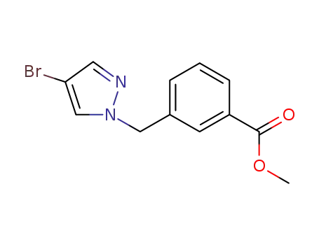 Molecular Structure of 1005628-24-9 (3-(4-bromo-pyrazol-1-ylmethyl)-benzoic acid methyl ester)