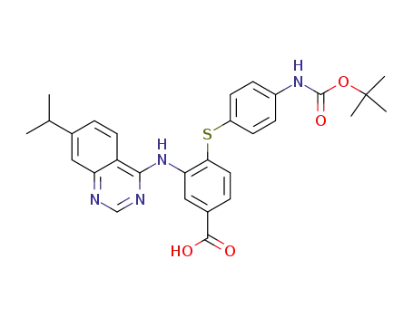 4-(4-(tert-butoxycarbonylamino)phenylthio)-3-(7-isopropylquinazolin-4-ylamino)benzoic acid