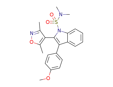 Molecular Structure of 1288963-72-3 (2-(3,5-dimethylisoxazol-4-yl)-3-(4-methoxyphenyl)-N,N-dimethyl-1H-indole-1-sulfonamide)