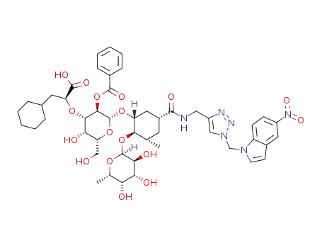 (1R,3R,4R,5S)-3-[2-O-benzoyl-3-O-((1S)-1-carboxy-2-cyclohexylethyl)-(β-D-galactopyranosyl)oxy]-4-[(α-L-fucopyranosyl)oxy]-5-methyl-N-({1-[(6-nitro-1H-indol-3-yl)methyl]-1H-1,2,3-triazol-4-yl}methyl)cyclohexanecarboxamide