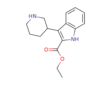 Molecular Structure of 1268716-42-2 (3-piperidin-3-yl-1H-indole-2-carboxylic acid ethyl ester)