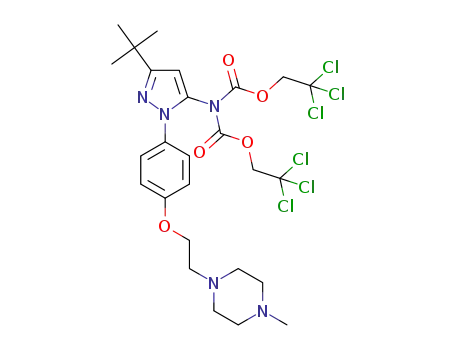 (5-tert-butyl-2-{4-[2-(4-methyl-piperazin-1-yl)-ethoxy]-phenyl}-2H-pyrazol-3-yl)-N,N-bis-carbamic acid 2,2,2-trichloro-ethyl ester