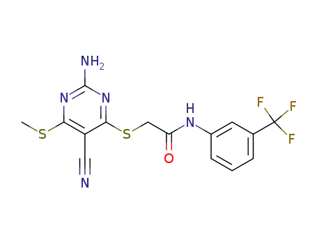 2-{[2-amino-5-cyano-6-(methylsulfanyl)-4-pyrimidinyl]sulfanyl}-N-[3-(trifluoromethyl)phenyl]acetamide