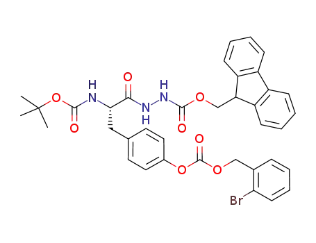Molecular Structure of 947528-04-3 (carbonic acid 2-bromo-benzyl ester 4-{(S)-2-tert-butoxycarbonylamino-3-[N'-(9H-fluoren-9-ylmethoxycarbonyl)-hydrazino]-3-oxo-propyl}-phenyl ester)