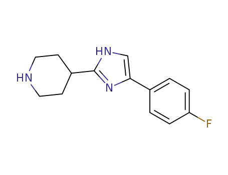 Molecular Structure of 441033-40-5 (PIPERIDINE, 4-[5-(4-FLUOROPHENYL)-1H-IMIDAZOL-2-YL]-)