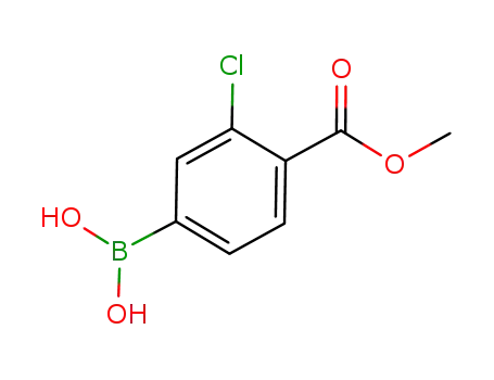 Molecular Structure of 603122-82-3 ((3-CHLORO-4-METHOXYCARBONYL)BENZENEBORONIC ACID)