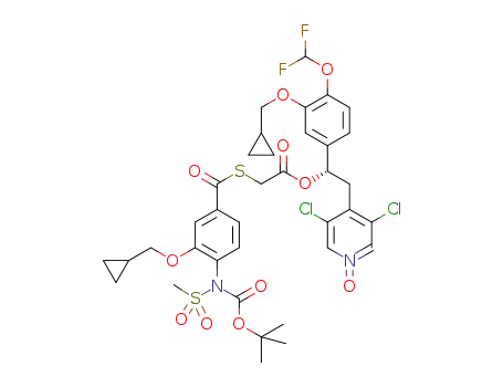 (S)-4-(2-(2-(4-(N-(tert-butoxycarbonyl)methylsulfonamido)-3-(cyclopropylmethoxy) benzoylthio) acetoxy)-2-(3-(cyclopropylmethoxy)-4-(difluoromethoxy)phenyl)ethyl)-3,5-dichloropyridine 1-oxide