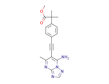 Molecular Structure of 1075217-19-4 (methyl 2-{4-[(7-amino-5-methyl[1,2,4]triazolo[1,5-a]pyrimidin-6-yl)ethynyl]phenyl}-2-methylpropanoate)