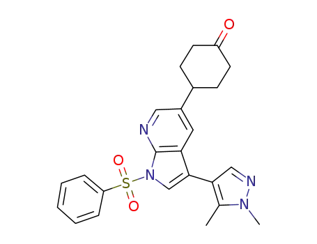 4-(3-(1,5-dimethyl-1H-pyrazol-4-yl)-1-(phenylsulfonyl)-1H-pyrrolo[2,3-b]pyridin-5-yl)cyclohexanone