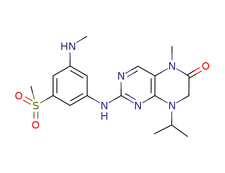 Molecular Structure of 1044272-35-6 (8-isopropyl-2-(3-methanesulfonyl-5-methylaminophenylamino)-5-methyl-7,8-dihydro-5H-pteridin-6-one)