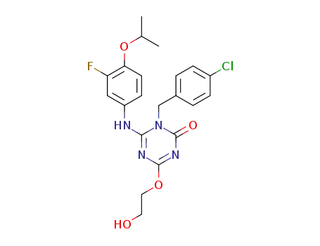 1-(4-chlorobenzyl)-6-(3-fluoro-4-isopropoxyphenylamino)-4-(2-hydroxyethoxy)-1,3,5-triazine-2(1H)-one