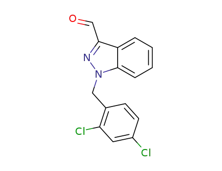 Molecular Structure of 252025-49-3 (1H-Indazole-3-carboxaldehyde, 1-[(2,4-dichlorophenyl)methyl]-)