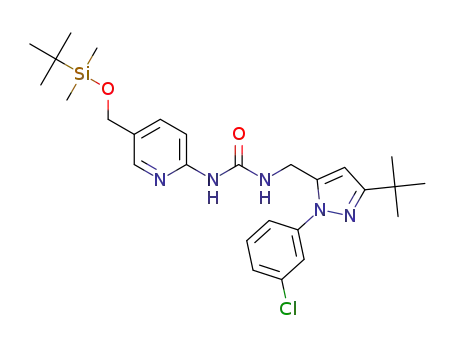 1-((3-tert-butyl-1-(3-chlorophenyl)-1H-pyrazol-5-yl)methyl)-3-(5-((tert-butyldimethylsilyloxy)methyl)pyridin-2-yl)urea