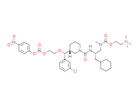 2-(trimethylsilyl)ethyl (S)-2-((R)-3-((R)-(3-chlorophenyl)(2-((4-nitrophenoxy)carbonyloxy)ethoxy)methyl)piperidine-1-carboxamido)-3-cyclohexylpropyl(methyl)carbamate