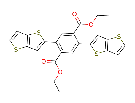 Molecular Structure of 1411976-67-4 (2,5-bis-thieno[3,2-b]thiophen-2-yl-terephthalic acid diethyl ester)